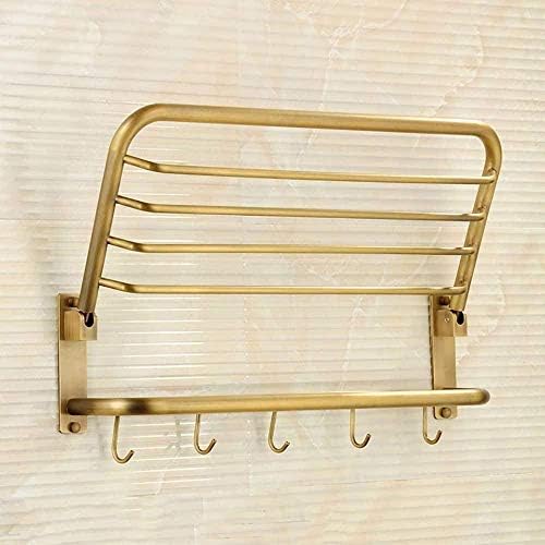 Antique Copper Towel Rack Bathroom Shelf Foldable Two Drilling Installation Tower Hanger/a