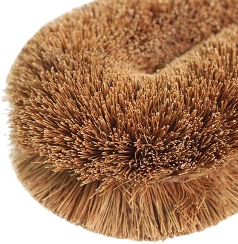 Tawashi Vegetable Brush - Natural Coconut Coir Fiber Kitchen Scrubber - Eco-Friendly Fruit & Veggie Scrub Brush for Cleaning Produce, Pots and Pans - Authentic Sri Lankan Design, Plastic-Free