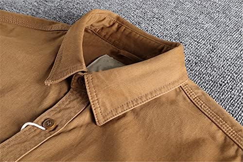 Cargo Shirt for Men Long Sleeve Cotton Solid Color Washing Lapel Boyfriend Shirt Jacket