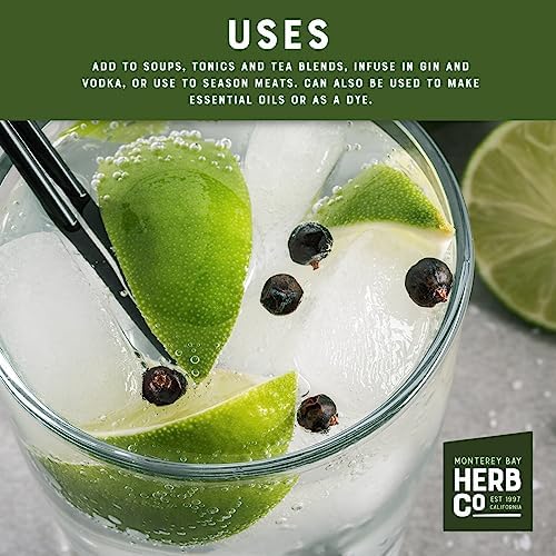 Juniper Berries Dried Whole, by Herb Co, Premium Culinary Spice for Cooking, Gin Making & Natural Infusions, Authentic Pine-Citrus Flavor, 1 lb