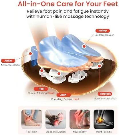 COMFIER Shiatsu Foot Massager with Heat, Kneading Rolling,Vibration, Compression,Remote Control,Foot Massage for Neuropathy,Plantar Fasciitis,Size 13“
