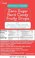 Sugar Free Hard Candy – Assorted Fruit Flavors – Individually Wrapped Fruity Drops Zero Sugar Candy Variety 14 Ounce