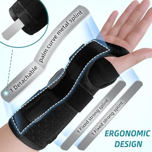 Carpal Tunnel Wrist Brace Night Support, Hand Brace with Metal Splint Stabilizer, Wrist Support Relief Pain from Tendonitis, Arthritis, Sprain, Carpal Tunnel Syndrome, RSI, TFCC - Left