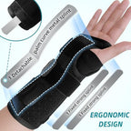 Carpal Tunnel Wrist Brace Night Support, Hand Brace with Metal Splint Stabilizer, Wrist Support Relief Pain from Tendonitis, Arthritis, Sprain, Carpal Tunnel Syndrome, RSI, TFCC - Left