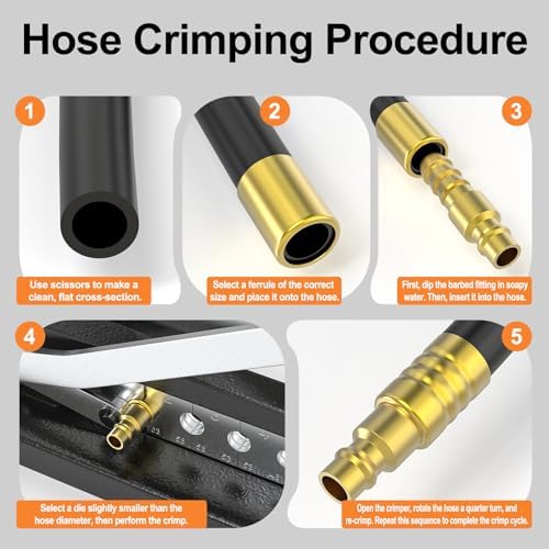 GASHER 30pcs Hose Ferrules Brass Fitting, 19mm Air Hose Crimping Fittings Used in Conjunction with Hose Crimping Tool