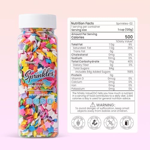 Star Sprinkles, Edible Confetti Sprinkles, 4.23oz Rainbow Sprinkle for Cake Decorating, Cupcakes, Baking, Donuts, Ice Cream Topper, and Cakecircle(120g)