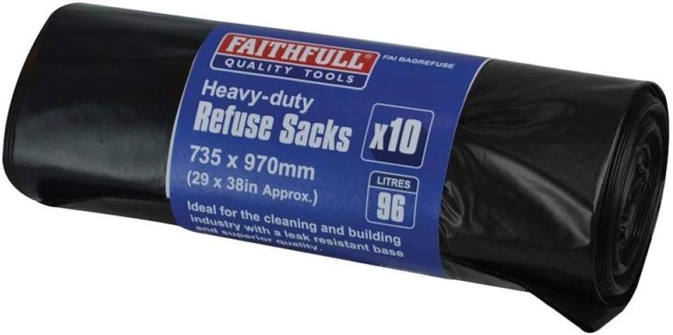 Heavy-Duty Black Refuse Sacks (Roll 10)