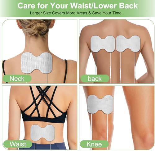 Tens Unit Electrode Pads for Shoulder Waist & Knee 4 * 6" Large Butterfly TENS Unit Pads Reusable Electrode Pads Compatible with TENS 7000, AUVON TENS, 2mm Pin Connector- 4 Pcs