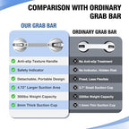 DAILYLIFE Grab Bars for Bathtubs and Showers, 15 inch Shower Handles for Elderly Suction, 300lbs Safety Shower Grab bar for Seniors and Elderly, White(1 Pack)