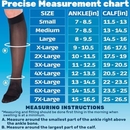 ABSOLUTE SUPPORT - Compression Stockings for Women 20-30mmHg - Sheer Graduated Support Knee High for Varicose Veins Circulation, Edema, Arthritis, Leg Pain - Black, Medium - A205BL2