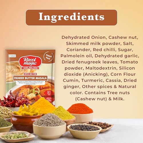 Rasoi Magic Spice Mix for Paneer Butter Masala (Pack of 3) | Ready-to-Cook | No Added Preservatives, No Artificial Colours | Restaurant-Style Flavours in 15 Minutes | 50g Each Packet