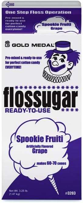 Cotton Candy Floss sugar Mix Flavors | Pack Of 6 | Grape, Green Apple, Maple, Lime Green, Pina Colada and Orange Flavors | 1/2 Gallon Cartons