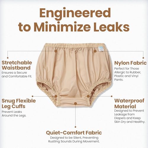 Waterproof Pull-On Unisex Incontinence Cover Pant. Cool-Soft-Light-Durable-Leakproof-Washable Nylon. No Heat Like Plastic Or Vinyl Pant. Wear with Diaper, Guard Or Pad. Protects Clothing & Mattress.