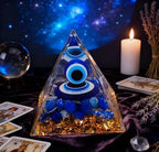 Moonstone Crystal Orgone Pyramid Ogan Crystal Energy Tower, Nature Reiki Chakra Crushed Stone Jewelry, Crystal Pyramid for Home Decor (Lapis Lazuli)