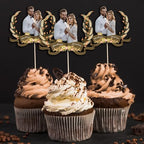 Custom Romantic Photo Cupcake Toppers | Non-Edible Anniversary Decorations | Couple Portrait Cake Toppers