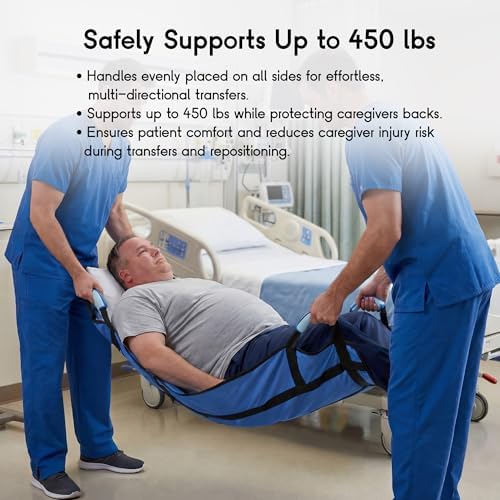 CoolShields Positioning Bed Pad with 8 Reinforced Handles, 34" x 52" Washable Waterproof Transfer & Sliding Sheet for Moving, Turning & Lifting Patients, Elderly, Bedridden & Incontinence Care