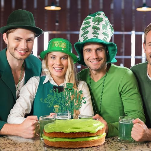 100Pcs Lucky Clover Cupcake Toppers Rice Paper Lucky Four Leave Cupcake Picks Irish Clover Shamrock Cake Decorations for St.Patrick's Day Baby Shower Birthday Party Supplies