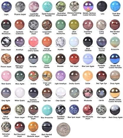 Assorted Gemstone Orb 20mm Rocks Crystal Healing Polished Stone Sphere Ball Mineral Collection Kit (Pack of 24)