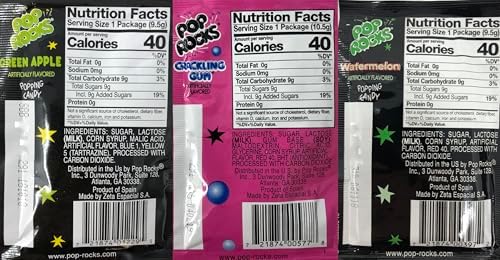 Pop Rocks Candy Variety Pack Popping Candy - Pop Rocks Bulk Candy, Nine Different Flavors Bulk Popping Candy (36 Count)
