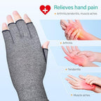 Compression Arthritis Gloves, 2 Pairs Fingerless Hand Support Wrist Brace for Men & Women, Carpal Tunnel Pain Relief Gloves for Rheumatoid, Tendonitis, Swelling (Black and Grey, Small)