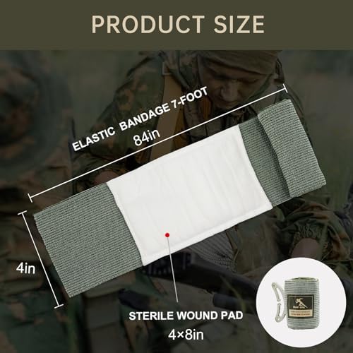 Israeli Style Emergency Bandage, Multifunctional First Aid Device Compression Trauma Wound Dressing for Emergency Combat Shooting Self Rescue Medical Trauma Kit (4inch)