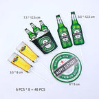 Daimay 48PCS Beer Bottle Cake Toppers Bachelor Party Cupcake Topper Happy Birthday Cake Decorations Muffin Cake Deco for Various Birthday Party Supplies