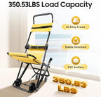 Manual Transport Stair Chair, 350.53 lbs Capacity, Portable Folding Evacuation Chair with Safety Belts and Adjustable Headrest