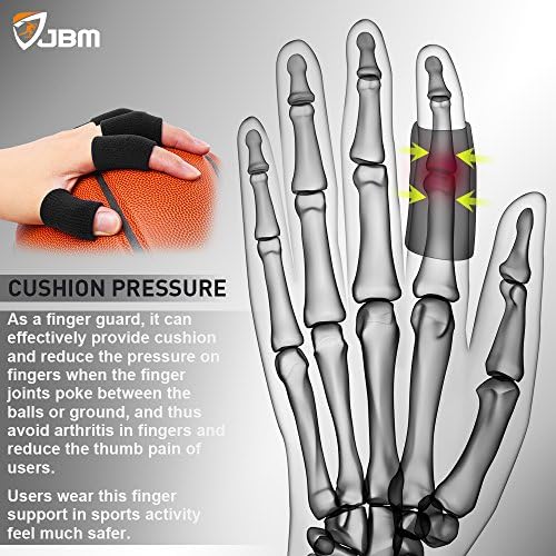 JBM Finger Sleeves 5Pack Sport Finger Brace Protector Compression Sleeve for Arthritis