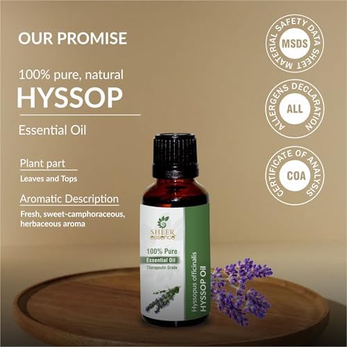 Hyssop Oil -(Hyssopus Officinalis)- Essential Oil 100% Pure Natural Undiluted Uncut Therapeutic Grade Oil 0.33 FL.OZ