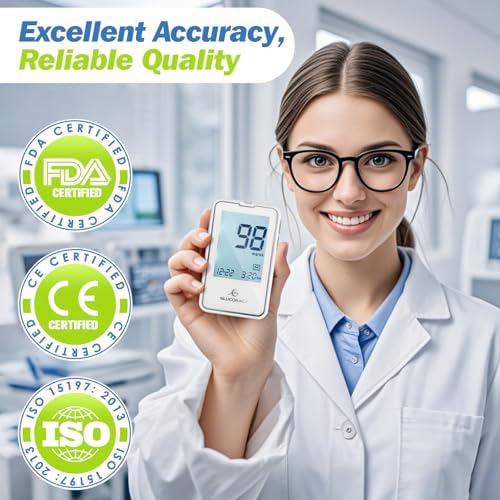Glucoracy G-425-2 Blood Glucose Monitoring System,Blood Sugar Test Kit with Lancing Device, 50 Test Strips and 50 Lancets for Diabetes, Home Testing Kit