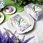 200 Pcs Dragonfly Napkins 2 Ply Summer Purple Flower Dragonfly Disposable Guest Towels for Bathroom Decorative Floral Paper Hand Towels for Dinner Holiday Party Supplies Wildflower Party Decorations