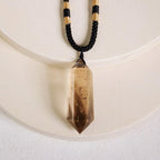 Natural Smoky Quartz Pendant Crystal Point Healing Adjustable Necklace for Women Men