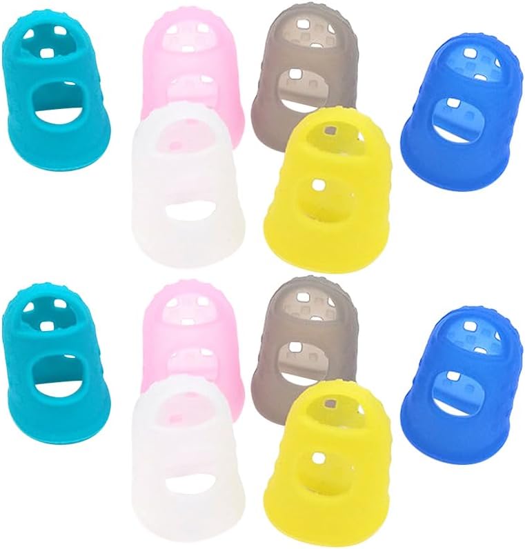 EXCEART Finger Tip Covers for Guitar 10Pcs Silicone Finger Protectors Soft Covers for Guitar and Ukulele Beginners Instrument Accessories