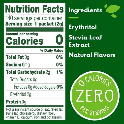 Truvia Calorie-Free Sweetener Stevia Leaf Packets, 140 Count (9.87 oz Carton)