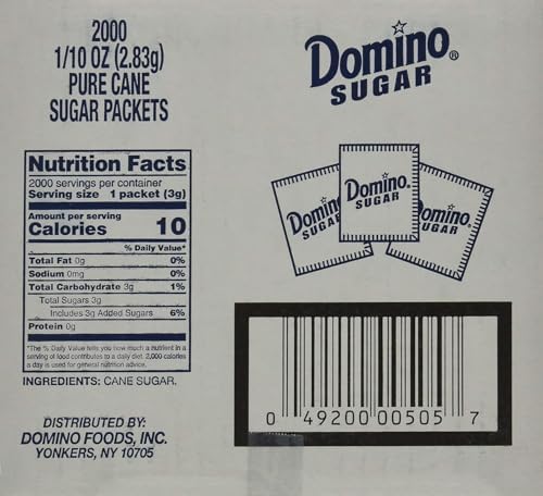 Domino Sugar Packets, 0.1 Ounce (Pack of 2000)