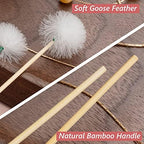 TXIN 12 Pieces Goose Feather Ear Pick, Bamboo Handle Ear Wax Remover, Ear Picker Cleaner, Ear Curette Cleaning Stick, Wood Earwax Removal Tool for Adult Men Women Ear Care Supplies