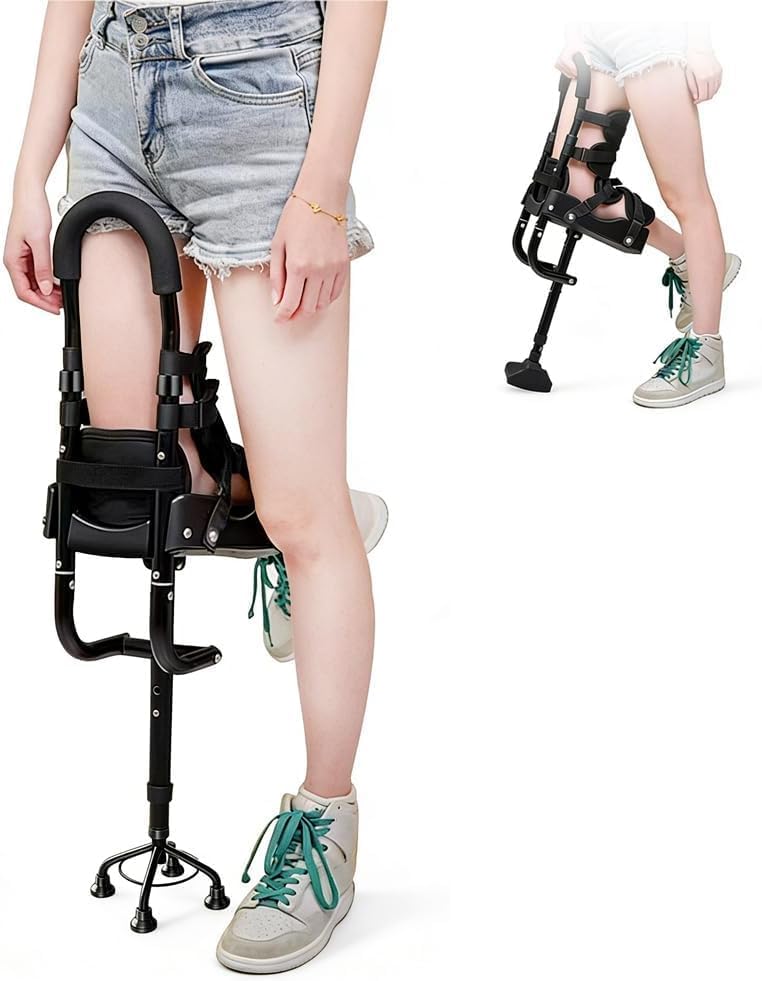 Adjustable Hands Free Crutch, Telescopic Single Leg Walking Aid, Medical Mobility Support for Ankle Fracture, Injury, Disabled & Elderly