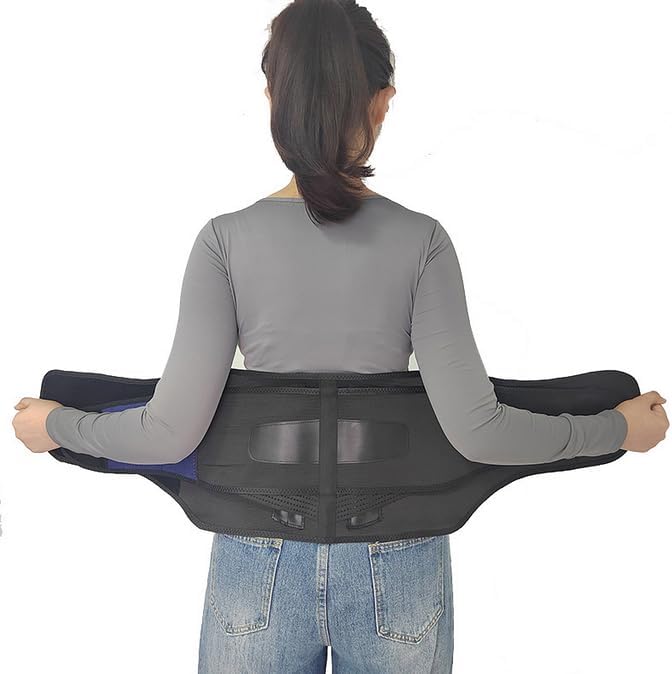 Sports Lumbar Back Strap Removable Pad Ideal for Upper and Lower Back Pain, Relieving and Supporting Men and Women, Strain, Sciatica, Scoliosis,(M, Black)