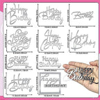 10 PCS Silver Happy Birthday Acrylic Cake Toppers Mirrored Side Cake Decorations Inserts 10 Styles