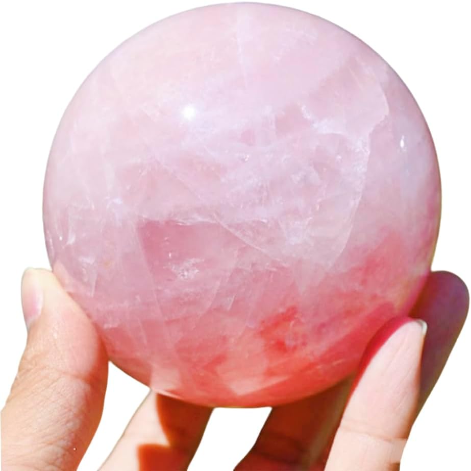 5-6CM/1.97-2.36inch Natural Pink Crystal Ball Rose Quartz Sphere Polished Divination Ball Decorative Sphere Healing Crystals Ball Stone Crafts Home Decor Ornament Gifts (50-60mm, Pink Crystal)