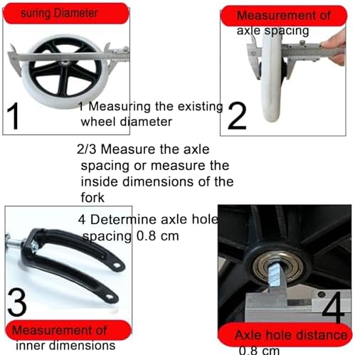 WORDFUN 6" 7" 8" Solid Tyre, Black Grey (2 Pcs), Front Wheel Tires for Wheelchair, Wheelchair Caster Wheel, Antiwear, Front Wheels Replacement Parts, Non-Slip