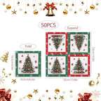 50Pcs Christmas Napkins Paper Disposable Christmas Tree Cocktail Napkins Double Sided Design Xmas Table Napkin for Xmas Luncheon Dinner Party Supplies