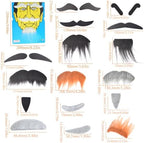 7 Sets Fake Beards with Eyebrows Funny False Mustache Stick on Fake Whiskers Large Self Adhesive Halloween Christmas Beards for Adults Costume Festival Party Cosplay Facial Supplies Multicoloured