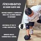 Rehband Elbow 5mm Compression Sleeve, Neoprene Elbow Sleeves for Weightlifting, Anatomical Design, Non-Slip & Close Fitting, Elbow Support Unisex, Colour:Black - 1 Pair, Size:Large