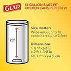 Glad Tall Kitchen Trash Bags 13 Gallon, Unscented Garbage Bags, Handle-Tie, 50 Count