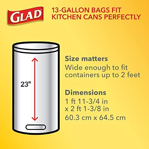 Glad Tall Kitchen Trash Bags 13 Gallon, Unscented Garbage Bags, Handle-Tie, 50 Count