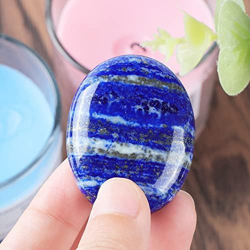 1.8” Inch Lapis Lazuli Chakra Crystals, Thumb Worry Stones for Anxiety, Adult Sensory Items for Woman or Man, Anxiety Relief Items Fidget