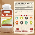 Best Naturals Tart Cherry Extract 1000 mg (Non-GMO) Veggie Capsules - Promotes Healthy Uric Acid Levels Within Normal Range, Healthy Joint Function & Promotes Healthy Sleep Cycle, 120 Count