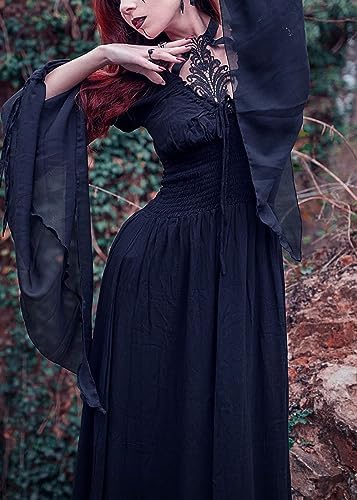 Halloween Renaissance Witch Dress for Women, Victorian Vintage Medieval Pirate Peasant Gothic Fairy Cosplay Costumes