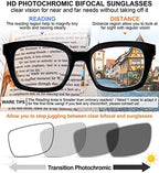 MARE AZZURO Photochromic Bifocal Reading Glasses Women Blue Light Blocking Oversized Sun Readers 1.0 1.5 2.0 2.5 3.0 3.5 4.0